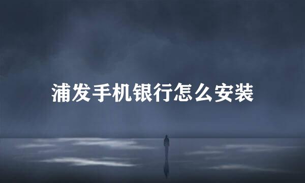 浦发手机银行怎么安装