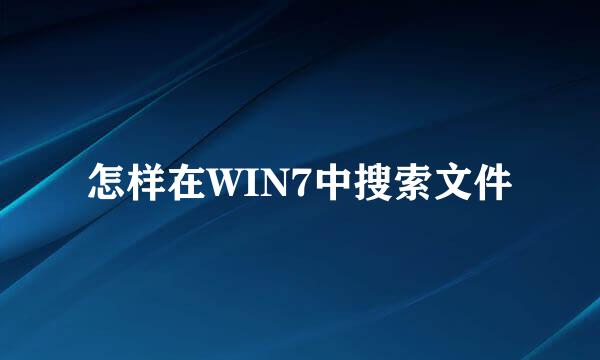 怎样在WIN7中搜索文件
