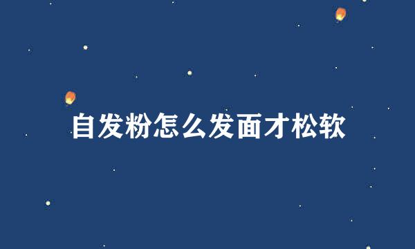 自发粉怎么发面才松软