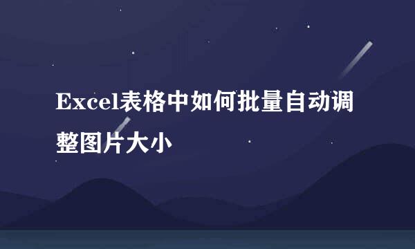 Excel表格中如何批量自动调整图片大小