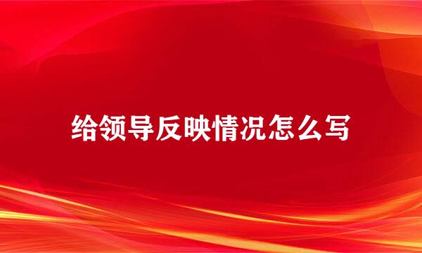 给领导反映情况怎么写