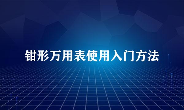 钳形万用表使用入门方法