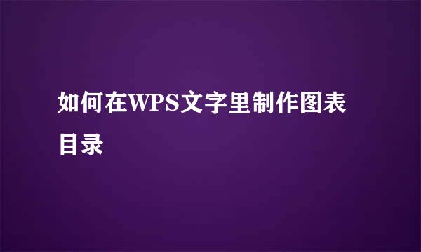 如何在WPS文字里制作图表目录