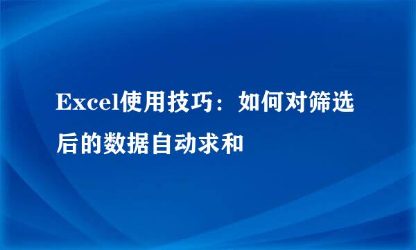 Excel使用技巧：如何对筛选后的数据自动求和