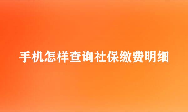手机怎样查询社保缴费明细