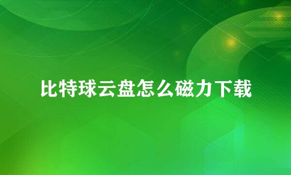比特球云盘怎么磁力下载