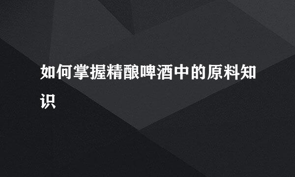 如何掌握精酿啤酒中的原料知识