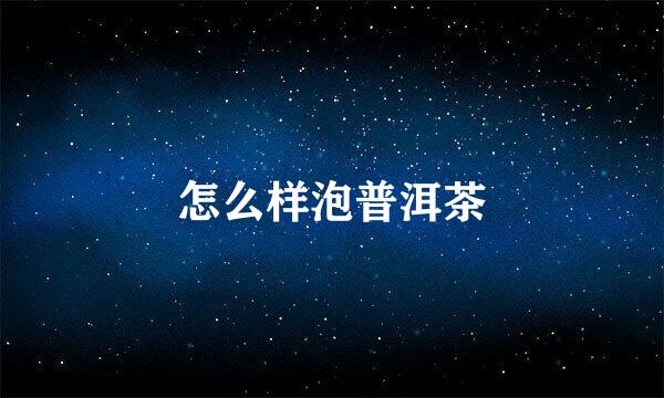 怎么样泡普洱茶