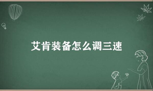 艾肯装备怎么调三速