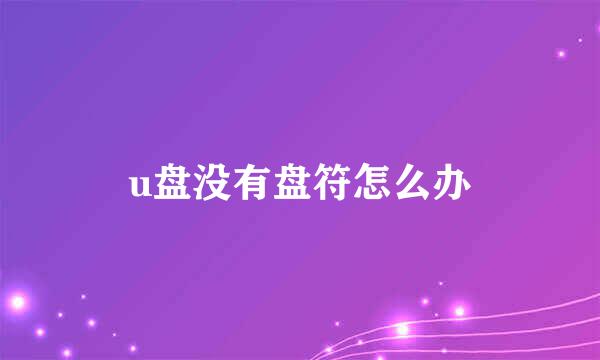 u盘没有盘符怎么办