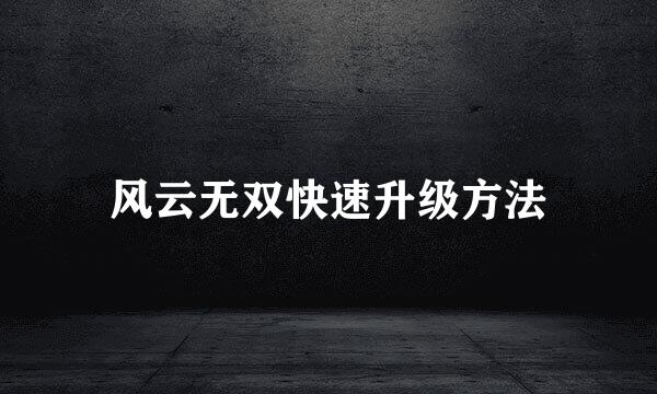 风云无双快速升级方法