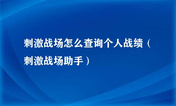 刺激战场怎么查询个人战绩(刺激战场助手)