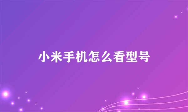小米手机怎么看型号