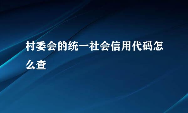 村委会的统一社会信用代码怎么查