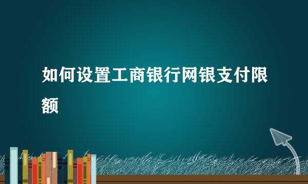 如何设置工商银行网银支付限额