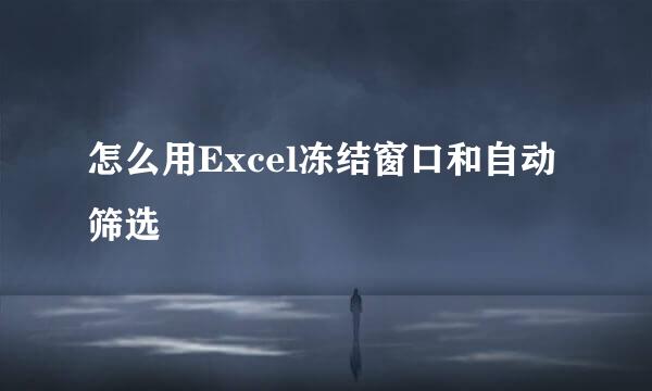 怎么用Excel冻结窗口和自动筛选