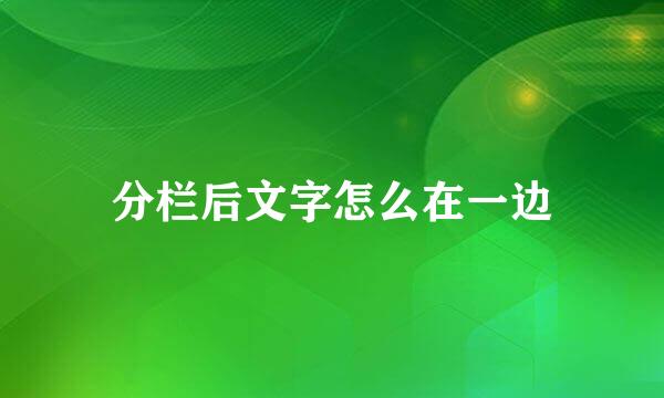 分栏后文字怎么在一边