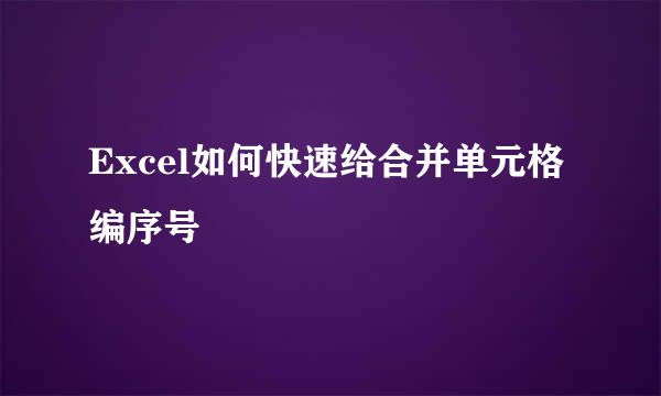 Excel如何快速给合并单元格编序号
