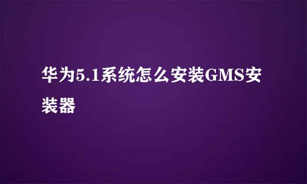 华为5.1系统怎么安装GMS安装器