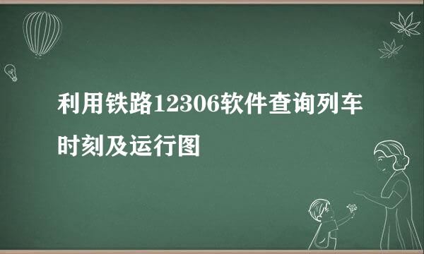 利用铁路12306软件查询列车时刻及运行图