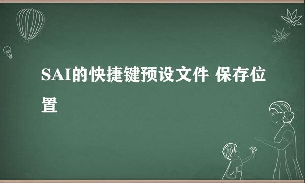 SAI的快捷键预设文件 保存位置