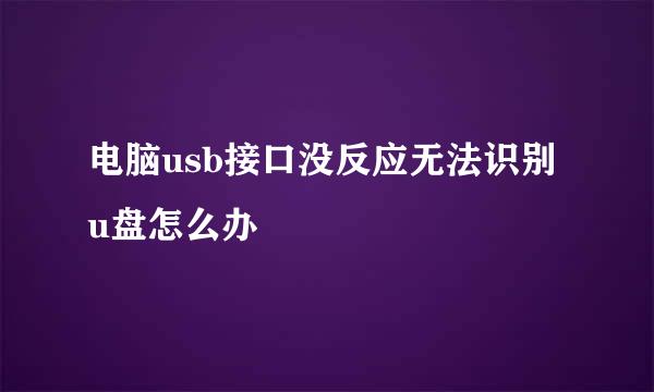 电脑usb接口没反应无法识别u盘怎么办