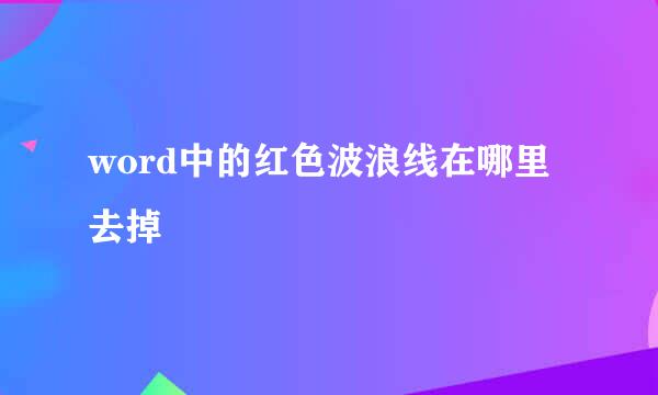 word中的红色波浪线在哪里去掉
