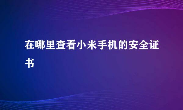 在哪里查看小米手机的安全证书