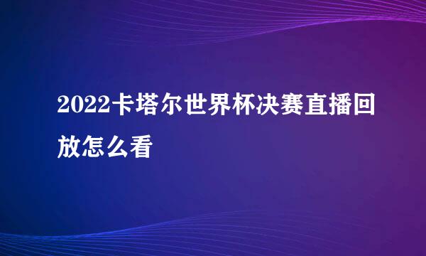 2022卡塔尔世界杯决赛直播回放怎么看