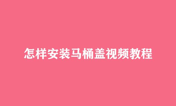 怎样安装马桶盖视频教程