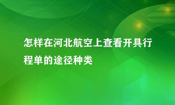 怎样在河北航空上查看开具行程单的途径种类