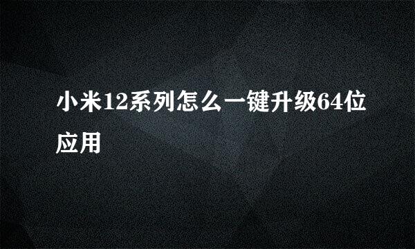 小米12系列怎么一键升级64位应用