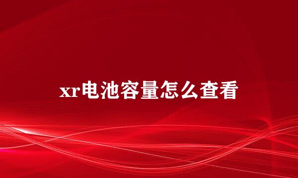 xr电池容量怎么查看