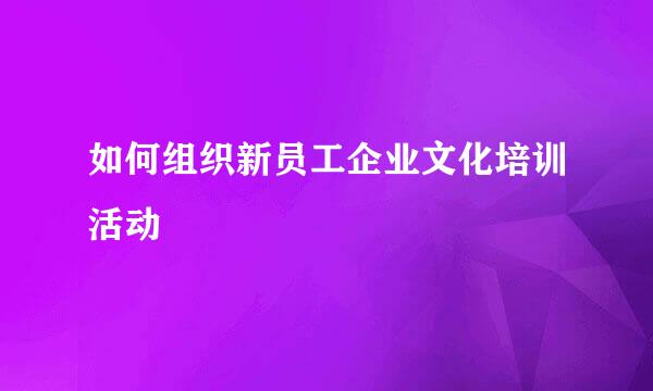 如何组织新员工企业文化培训活动