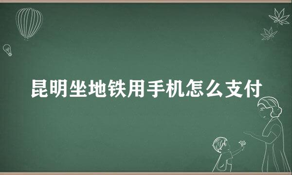 昆明坐地铁用手机怎么支付