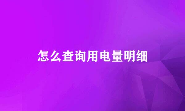 怎么查询用电量明细