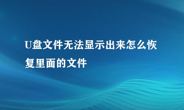 U盘文件无法显示出来怎么恢复里面的文件