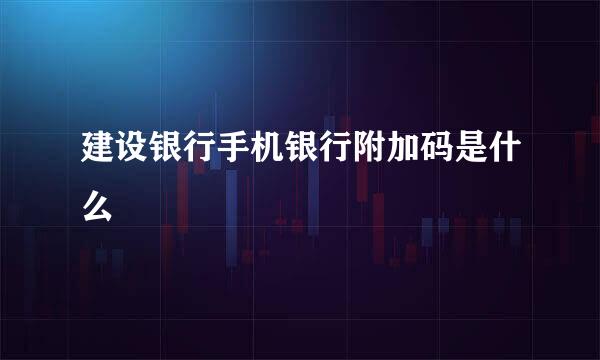 建设银行手机银行附加码是什么