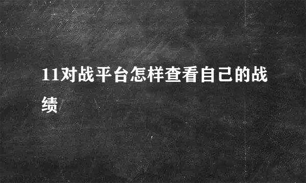 11对战平台怎样查看自己的战绩