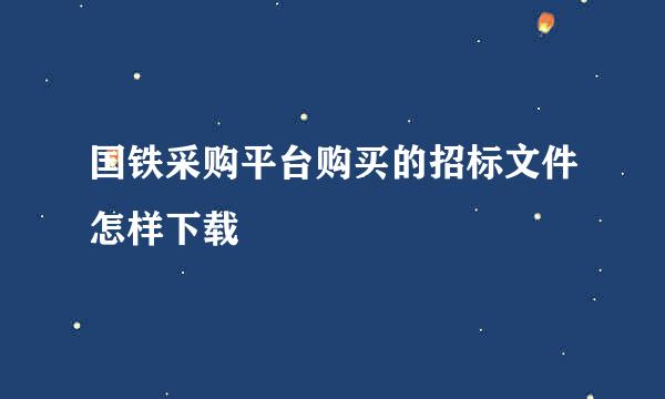 国铁采购平台购买的招标文件怎样下载