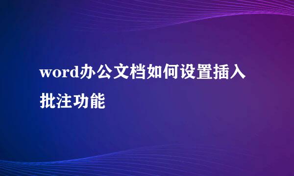 word办公文档如何设置插入批注功能