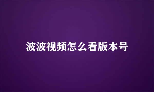 波波视频怎么看版本号