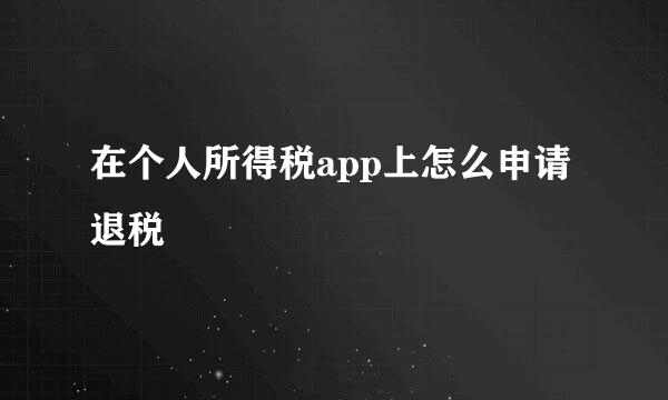 在个人所得税app上怎么申请退税
