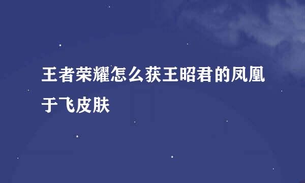 王者荣耀怎么获王昭君的凤凰于飞皮肤