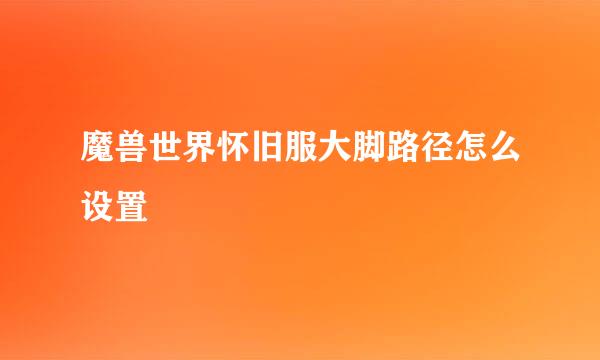 魔兽世界怀旧服大脚路径怎么设置