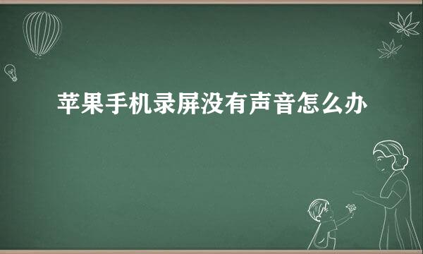 苹果手机录屏没有声音怎么办