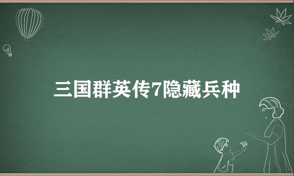 三国群英传7隐藏兵种