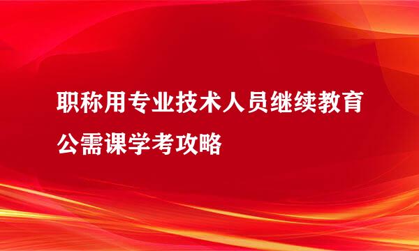 职称用专业技术人员继续教育公需课学考攻略