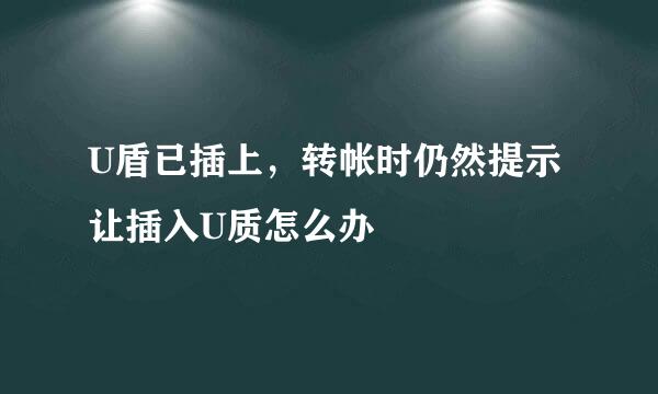 U盾已插上，转帐时仍然提示让插入U质怎么办