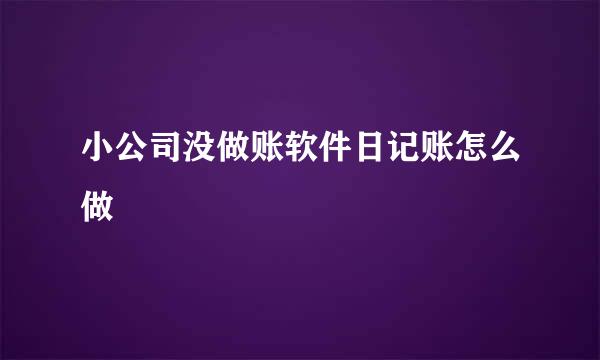 小公司没做账软件日记账怎么做